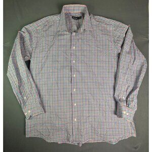 St Croix Mens Long Sleeve Button Up Dress Shirt Rainbow Plaid Made in Italy XXL